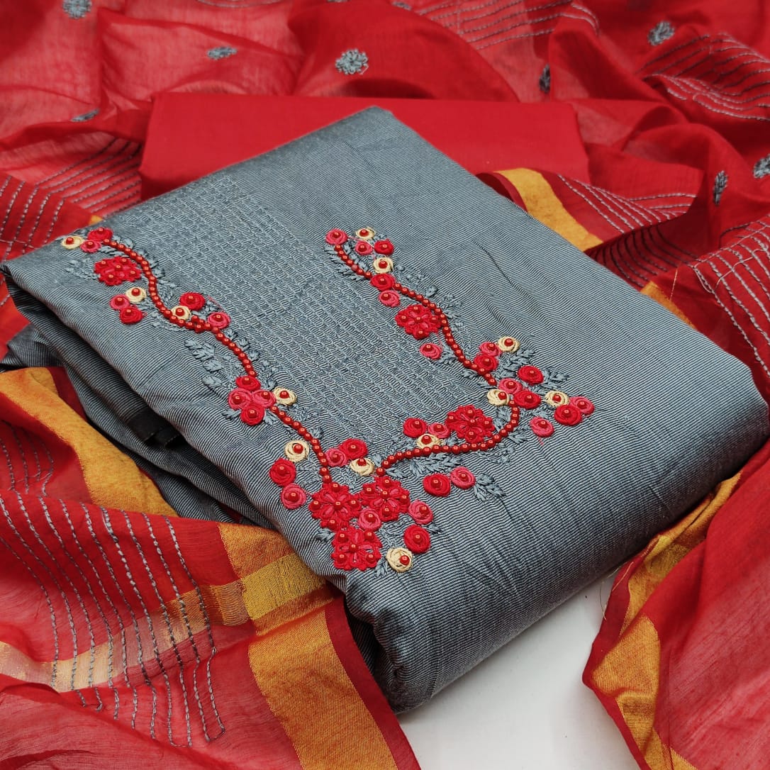 Gng Blossom 3 Festive Wear cotton Embroidery Work Dress Material Collection